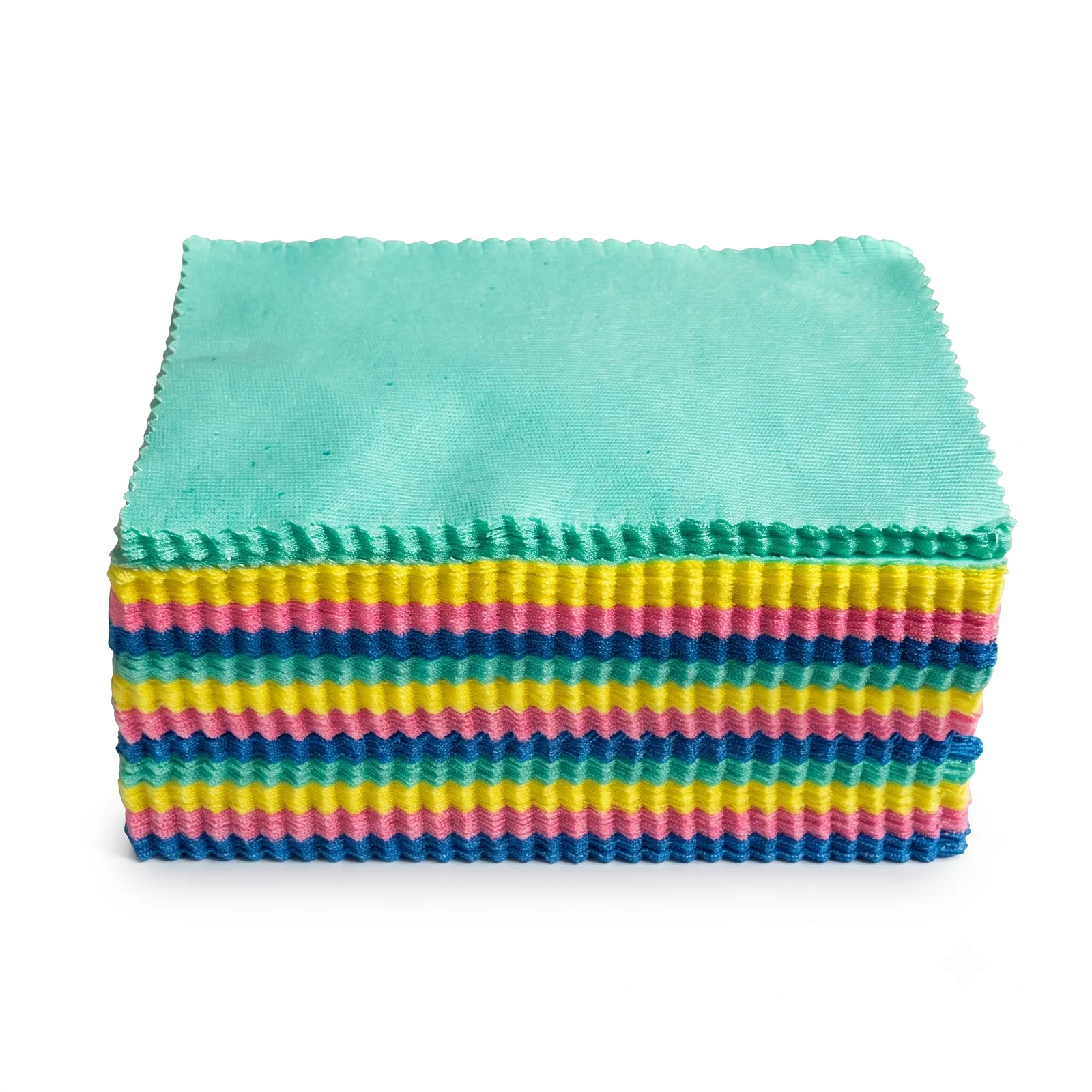 Florescent cotton spectacle cleaning cloths in mint, yellow, pink and blue