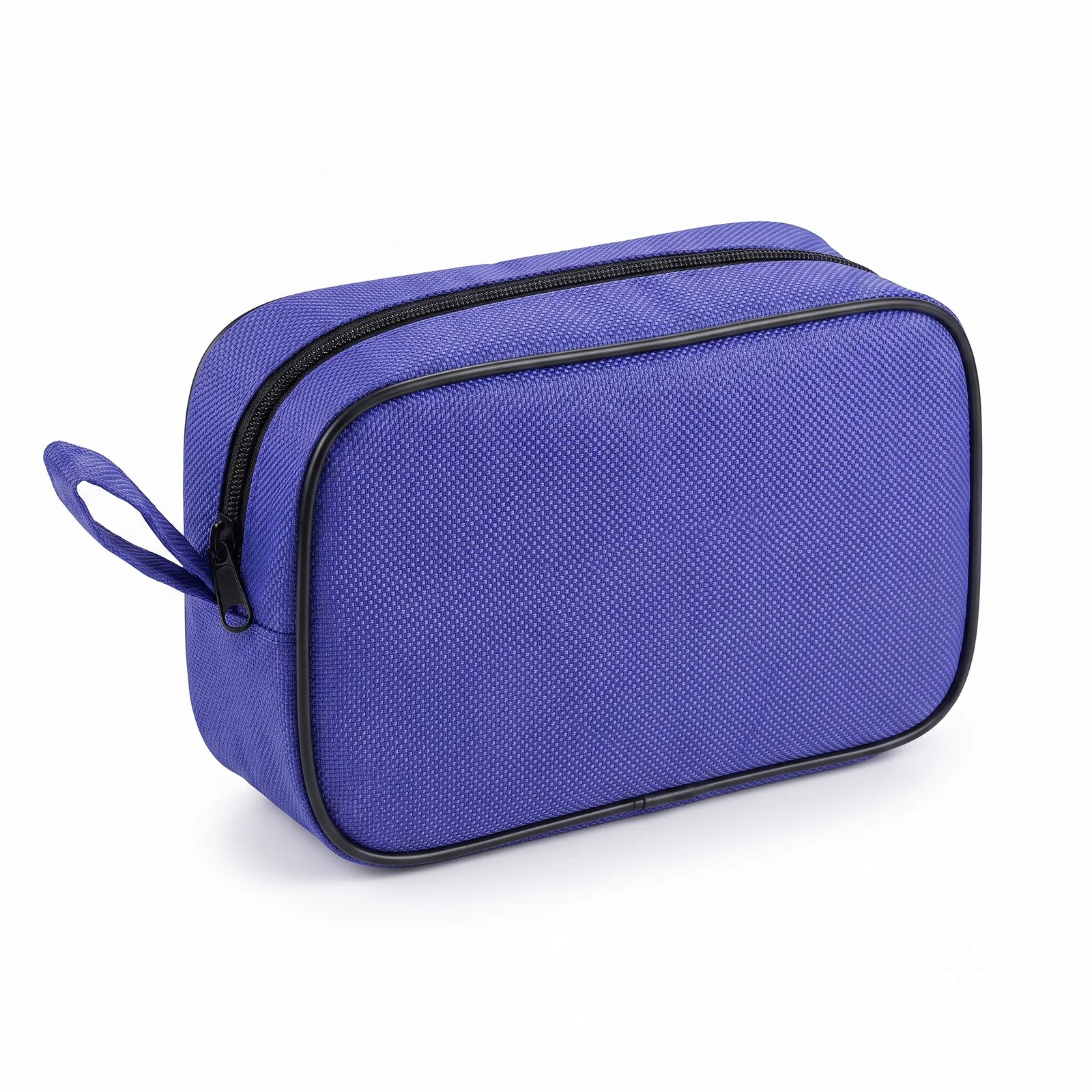 Plain blue zip pouch with a wrist strap, ready to be printed with your branding